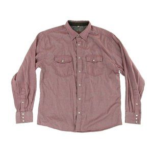 Scully Mens Pearl Snap Western Shirt M Metallic Red Long Sleeve